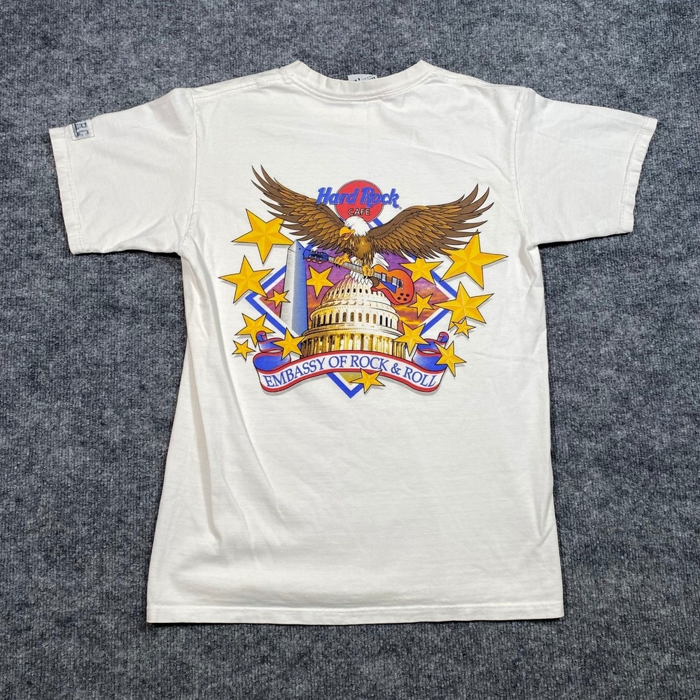 Hard Rock Cafe Washington DC Vintage Heavy Tee White Small Made in USA RN51926